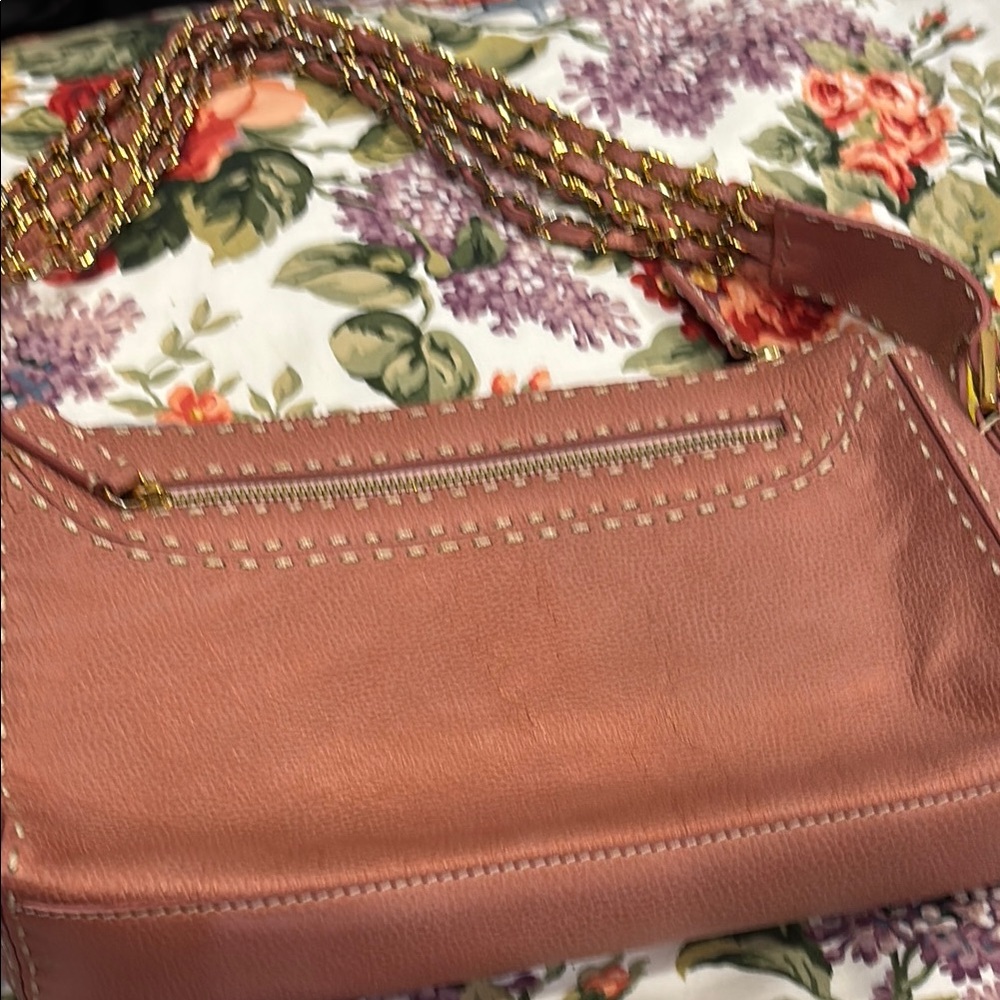 Fendi Pink and Gold Shoulder Bag with Elegant Design Authentic Fendi